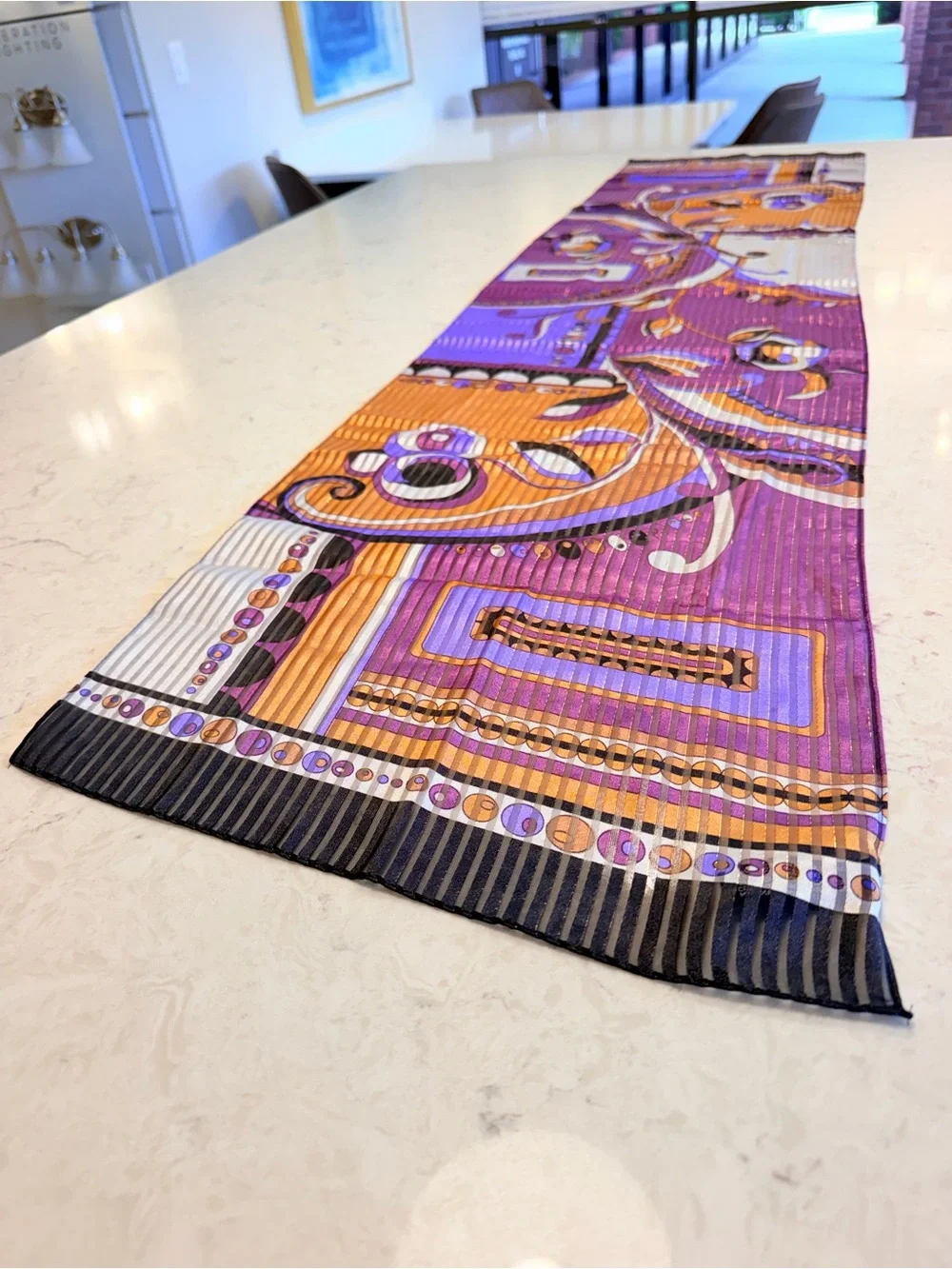 3 Piece Colorful Statement Scarf Bundle – Purple Blue Orange Geometric Paisley